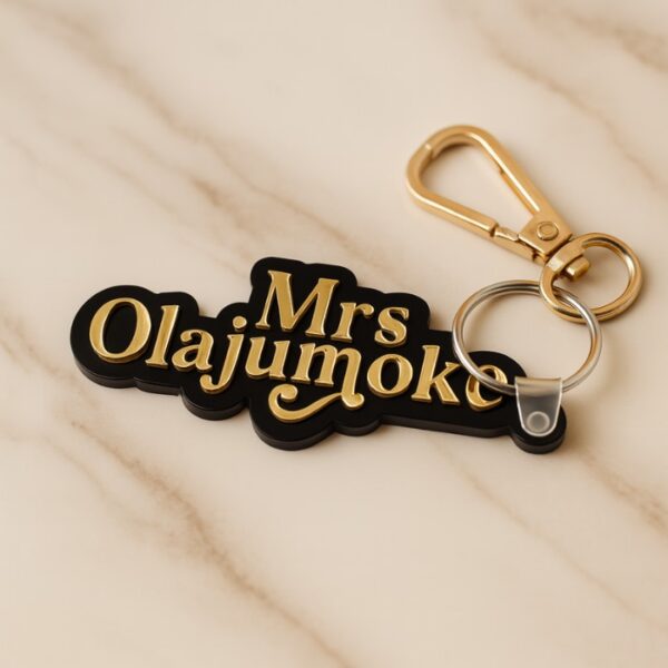 Custom Name Acrylic Keychain – Gold Mirror Finish