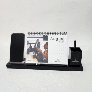 Executive Desk Calendar Organizer with Phone Stand & Pen Holder