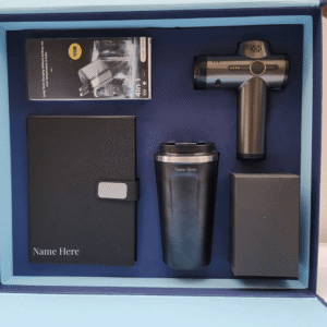 Executive Blue Leather Briefcase Gift Set