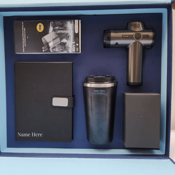 Executive Blue Leather Briefcase Gift Set