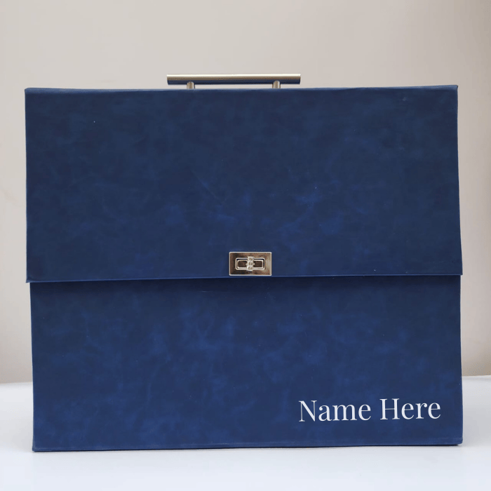 Executive Blue Leather Briefcase Gift Set - Image 2