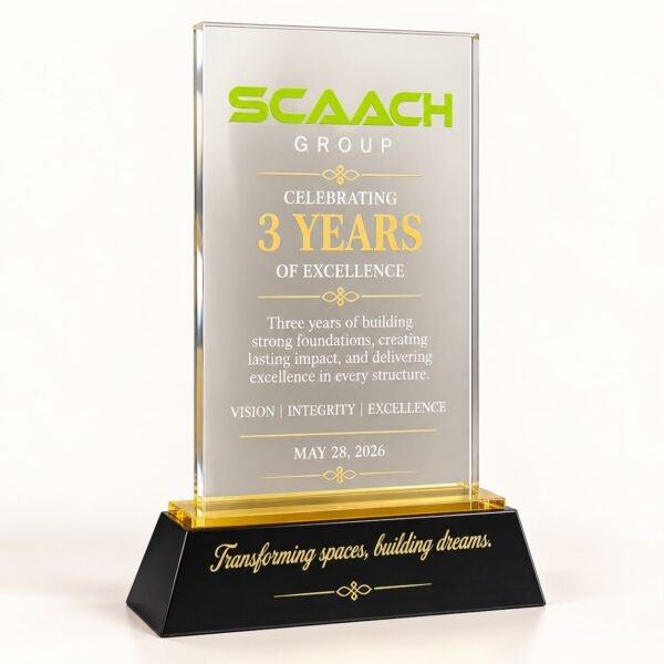 Custom Acrylic Corporate Award Plaque with Premium Base