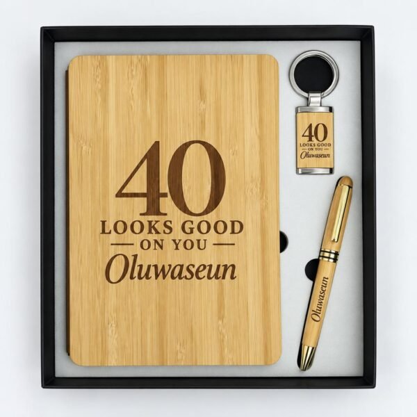 Wooden Journal Gift Set with Engraved Pen and Keychain